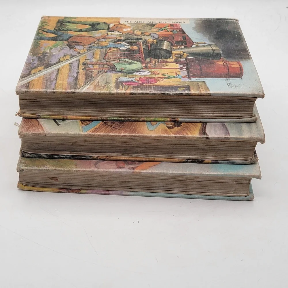 Mabel O'Donnell Alice and Jerry Books Hardcover Set 3 Reading Primers Good